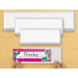 LAKESHORE LEARNING Small Self-Adhesive Nameplate Sleeves (3 3/4" x 10") - Set of 12