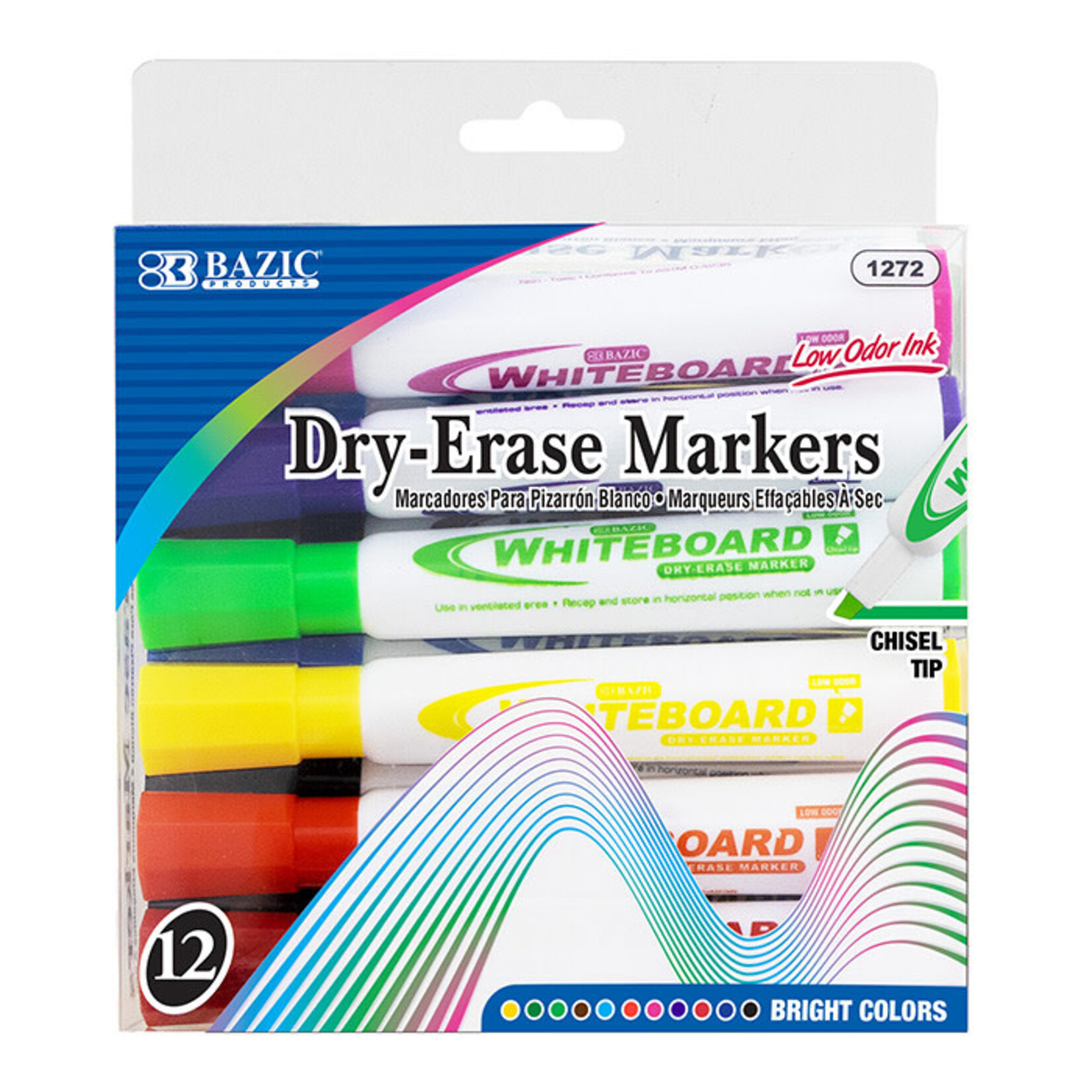 BAZIC BAZIC Bright Colors Chisel Tip Dry-Erase Markers (12/Box) [1272]