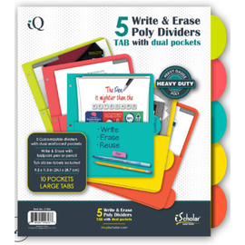iSCHOLAR 5 Tab Poly Index Dividers with Pockets