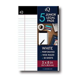 iSCHOLAR 5 PACK IQ WHITE JR. LEGAL PADS 5″ X 8″