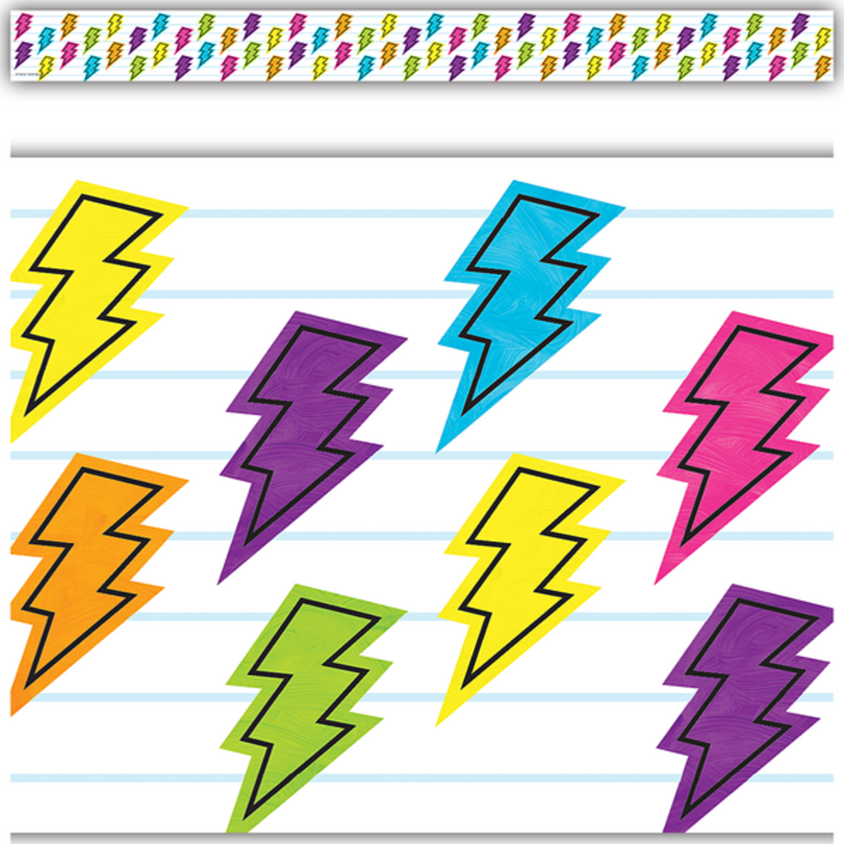 Teacher Created Resources Brights 4Ever Lightning Bolts Straight Border Trim [TCR6928]