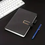 Idle culture A5 PU Leather Soft Cover Notebook with Magnetic Buckle and Pen Loop Holder, 200 College Ruled Lined Pages (100 Sheets), 32k Lay-Flat Binding Paperback Diary, 80gsm (Black) [XK05324]