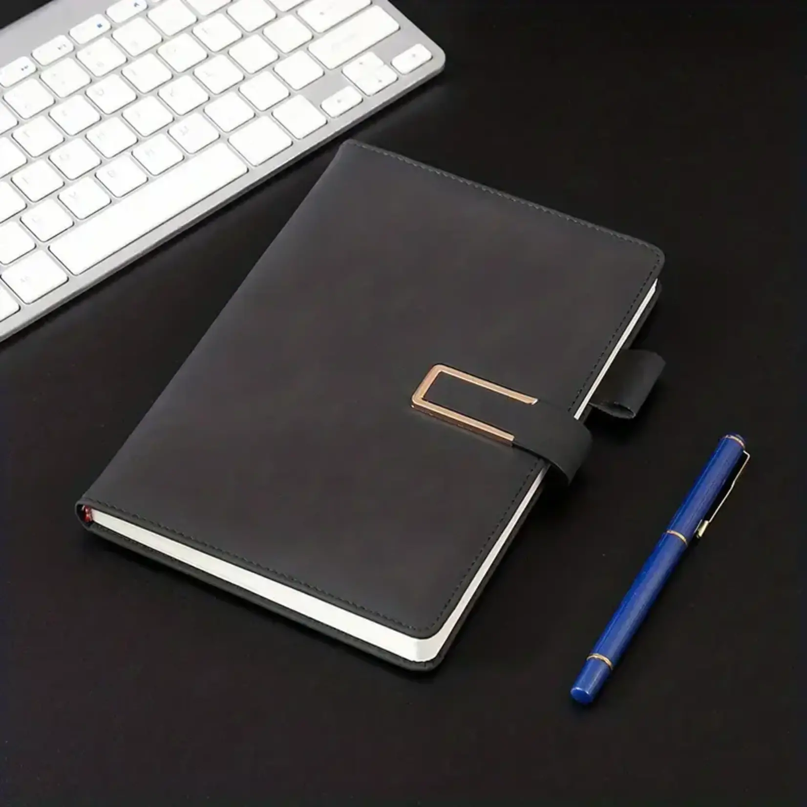 Idle culture A5 PU Leather Soft Cover Notebook with Magnetic Buckle and Pen Loop Holder, 200 College Ruled Lined Pages (100 Sheets), 32k Lay-Flat Binding Paperback Diary, 80gsm (Black) [XK05324]