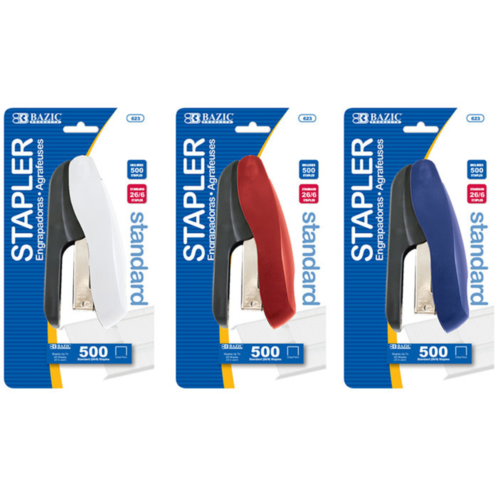 BAZIC BAZIC Two Tone Standard (26/6) Stapler w/ 500 Ct. Staples [623]