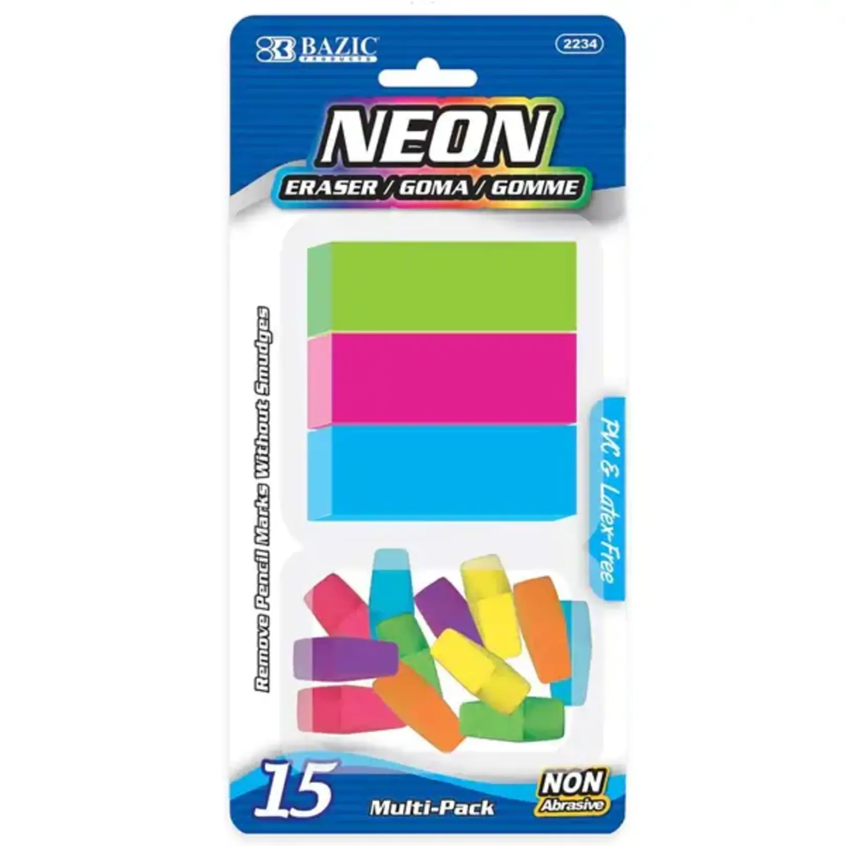 BAZIC Neon Eraser Sets ( 15/Pack) [2234]