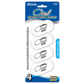 BAZIC BAZIC White Oval Eraser (4/Pack)