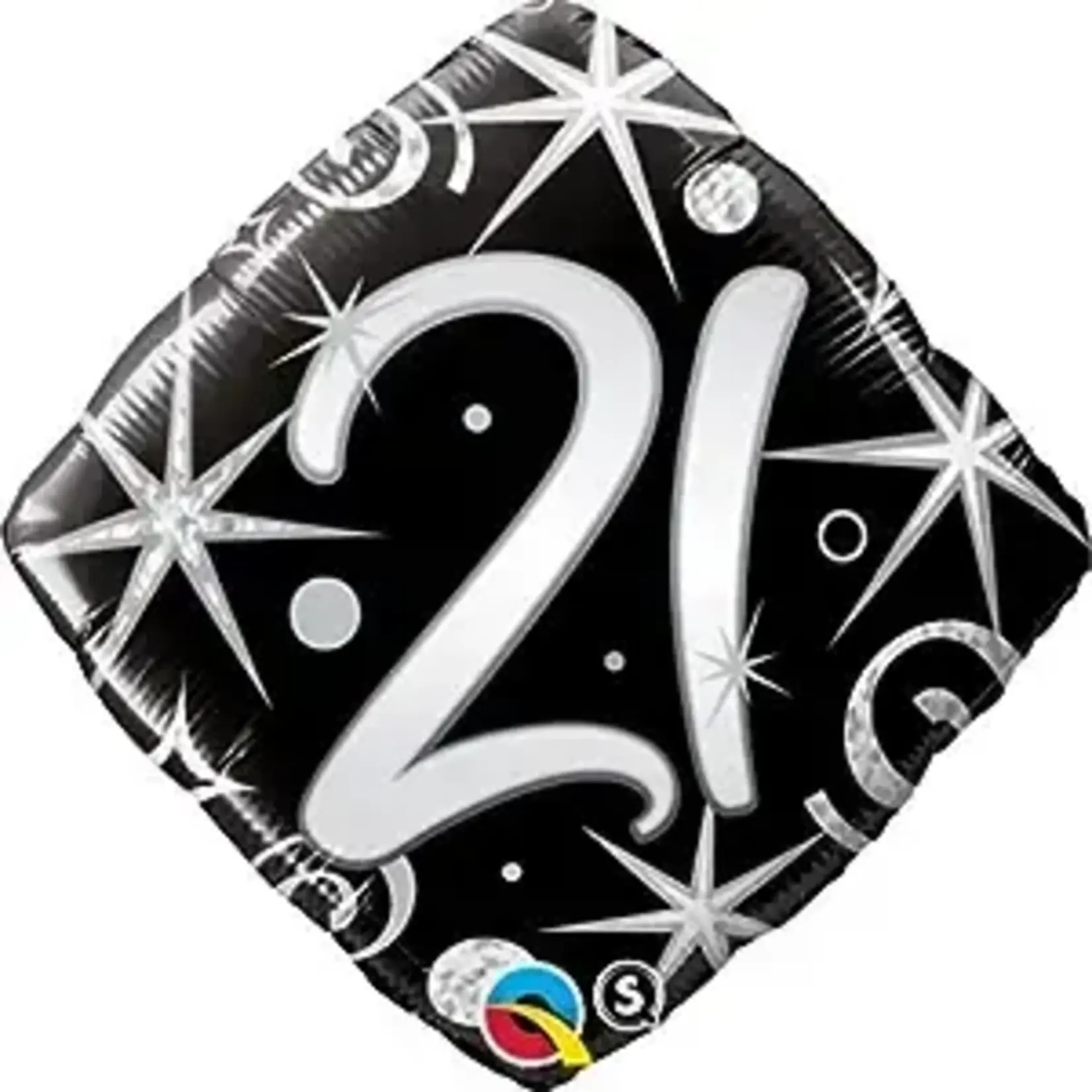 Qualatex 21 Elegant Sparkles & Swirls Diamond Twenty-first birthday 18 Inch Mylar Balloon [29995]