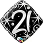 Qualatex 21 Elegant Sparkles & Swirls Diamond Twenty-first birthday 18 Inch Mylar Balloon