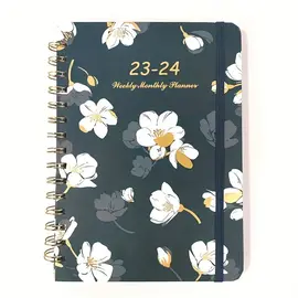 RegoldenBook Planner 2023-2024-Academic Planner 2023-2024 From July 2023 To June 2024, 6.3''×8.4'', Weekly Monthly Planner With 12 Month Tabs, Strong Double Wire Binding, Inner Pouch, Elastic Closure