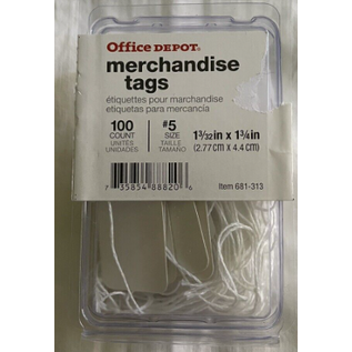 Office Depot Merchandise Jewelry Tags, Size 5, 1.09" x 1.75", White, Pack Of 100