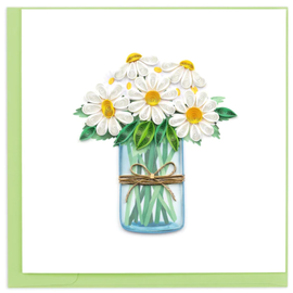 QUILLING CARDS, INC Quilled White Daisies in Jar Greeting Card