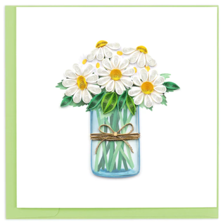 QUILLING CARDS, INC Quilled White Daisies in Jar Greeting Card