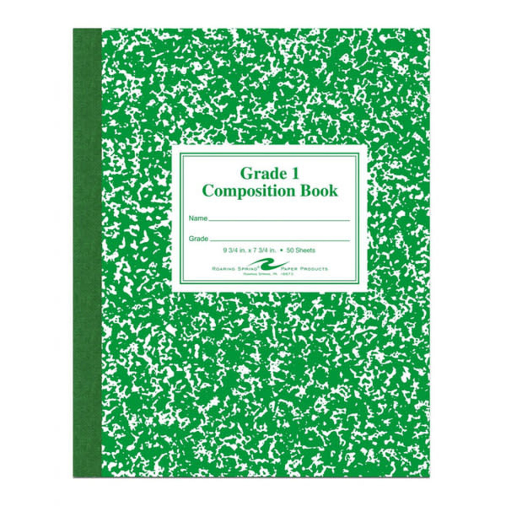 ROARING SPRING Roaring Spring 77920 7 3/4" x 9 3/4" Grade  1 School Ruled 50 Sheet Composition Book with Green Cover [ROA77920]
