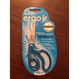 WESCOTT Ergo Jr Childrens Scissors 5 inch Ages 4-6 Wrist Posture Pointed Tip Crafts Blue
