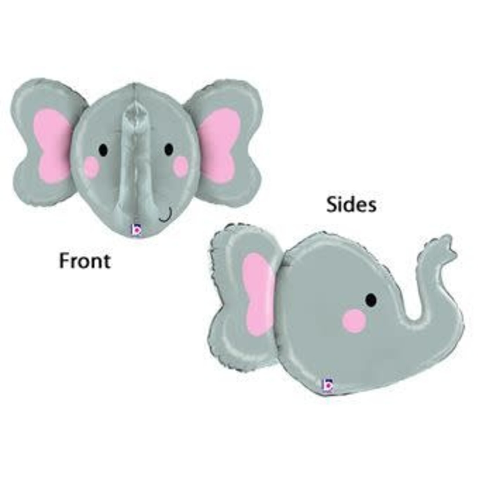 Betallic Dimensionals Elephant Head Shape Multi-sided Balloon, 34 Inches [35567]