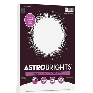 Astrobrights Astrobrights Bright White Cardstock, 8.5" x 11", 65 lb., 80 Sheets