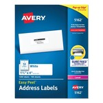 AVERY Avery Easy Peel White Address Labels w/ Sure Feed Technology, Laser Printers, 1.33 x 4, White, 14/Sheet, 100 Sheets/Box [AVE5162]