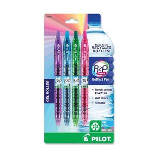 Pilot B2P Gel Pen, 0.7mm, Assorted Ink/Barrel, 4/Pack