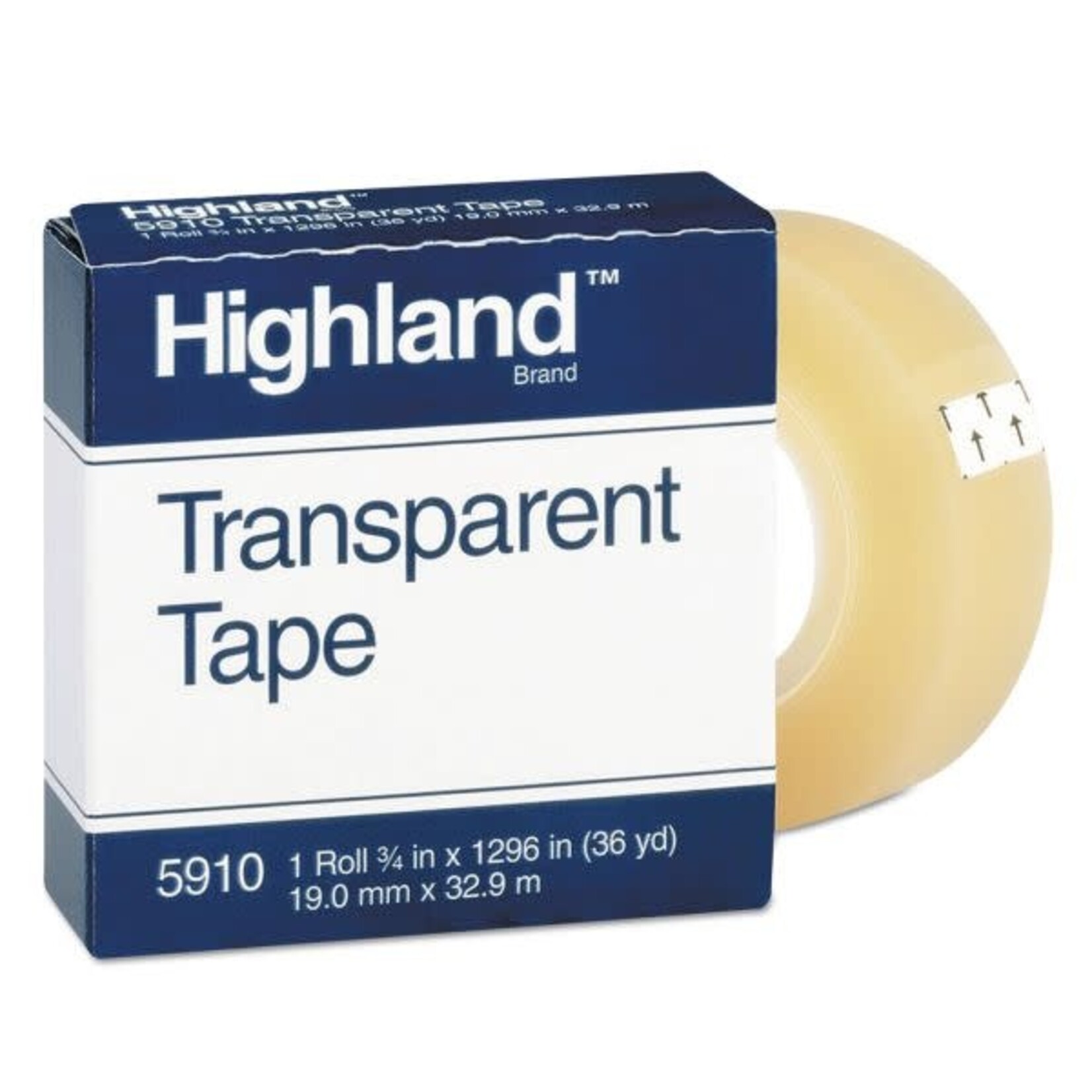 3M Highland Transparent Tape, 1" Core, 0.5" x 36 yds, Clear [MMM591034]