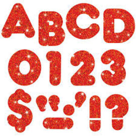 Trend Enterprises Red Sparkle 4-Inch Casual Uppercase Letters