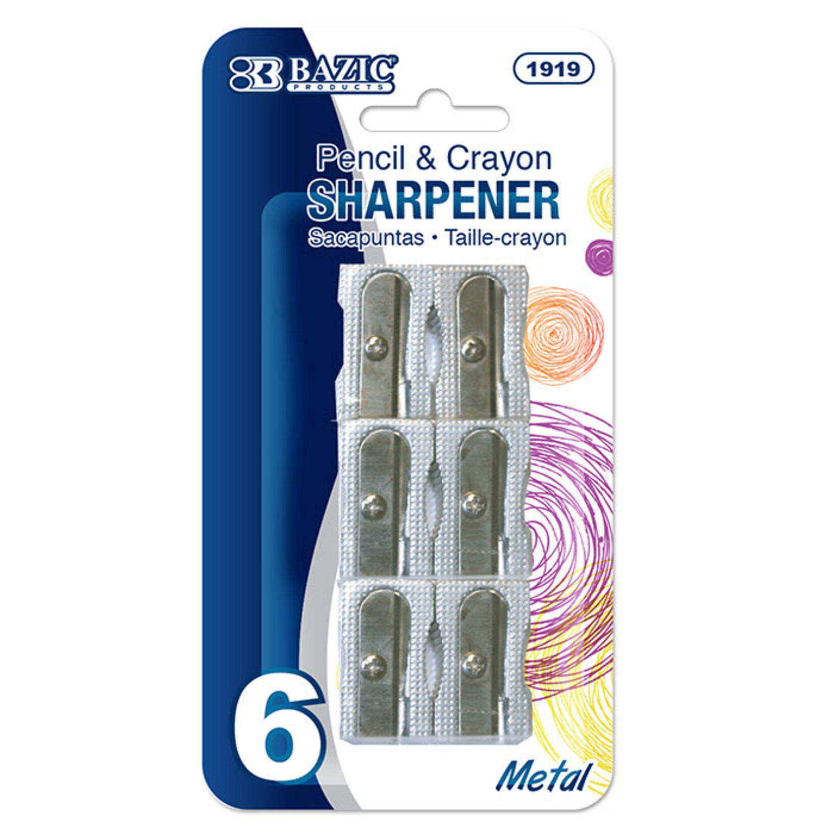 BAZIC BAZIC Single Hole Metal Pencil Sharpener (6/Pack) [1919]