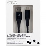 ATIVA Ativa USB Type-C To USB Type-A Cable, 6', Black, 45380 [ODFN5826680]