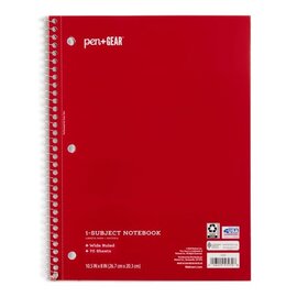 Pen & Gear 1-Subject Notebook, Wide Ruled, 70 Sheets Red