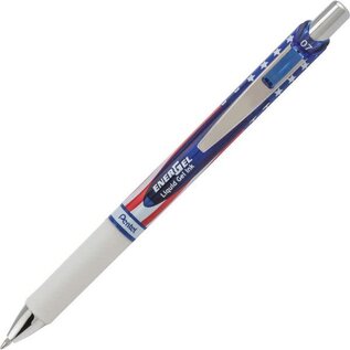 Pentel Of America Pentel EnerGel Stars & Stripes Liquid Gel Pen Medium Point - 0.7 mm Point Size - Black Ink - Red, White & Blue Barrel