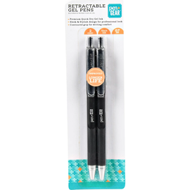 Pen & Gear Retractable Gel Pens Quick-Dry Gel Ink, Black Ink,  Medium Point, 2 Count