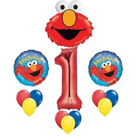 Elmo Sesame Street 1st First Birthday Party Supply Balloon Mylar Latex Set