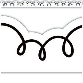 Teacher Created Resources White with Black Squiggles Die-Cut Border Trim