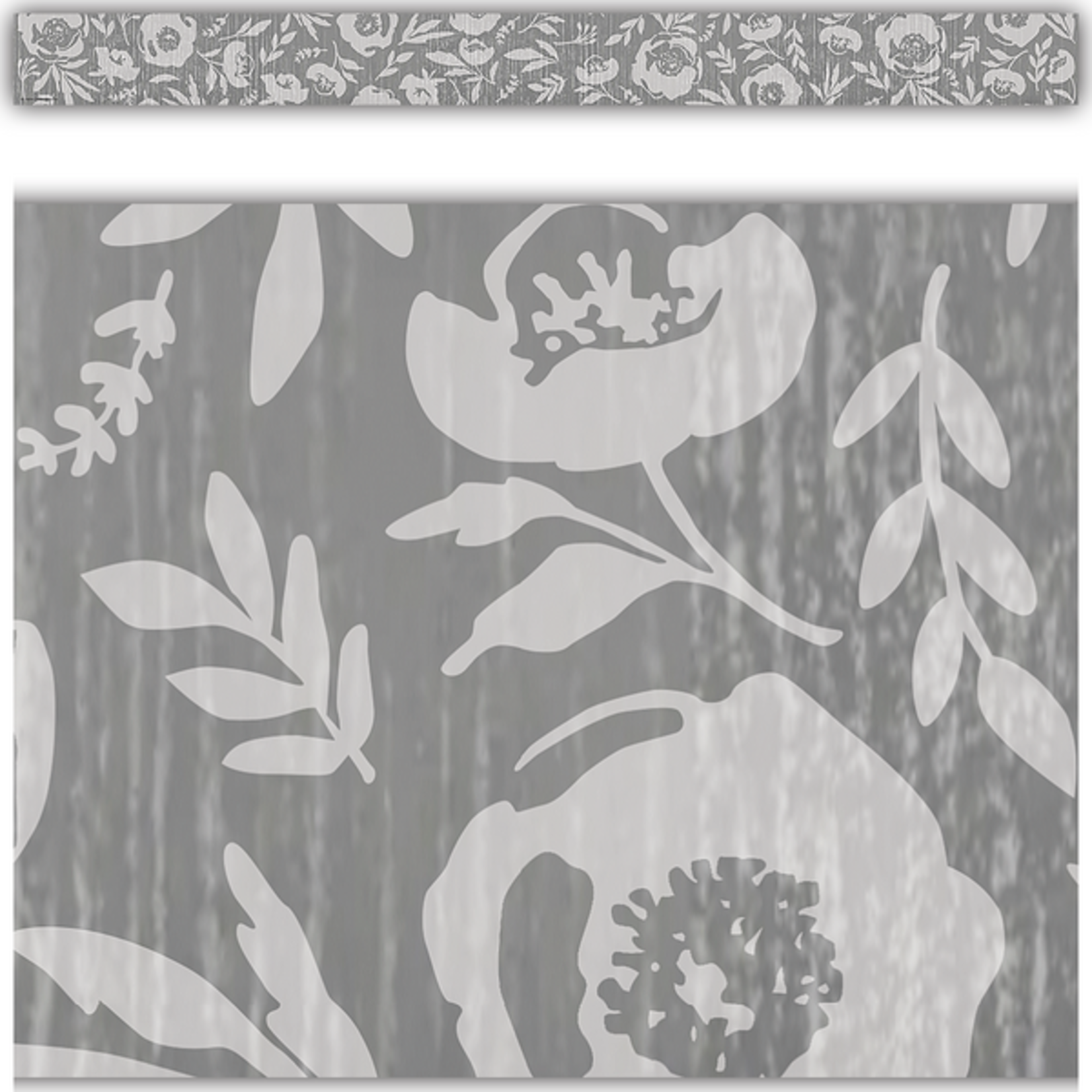 Teacher Created Resources Classroom Cottage Gray Floral Straight Border Trim [TCR7178]