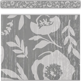 Teacher Created Resources Classroom Cottage Gray Floral Straight Border Trim