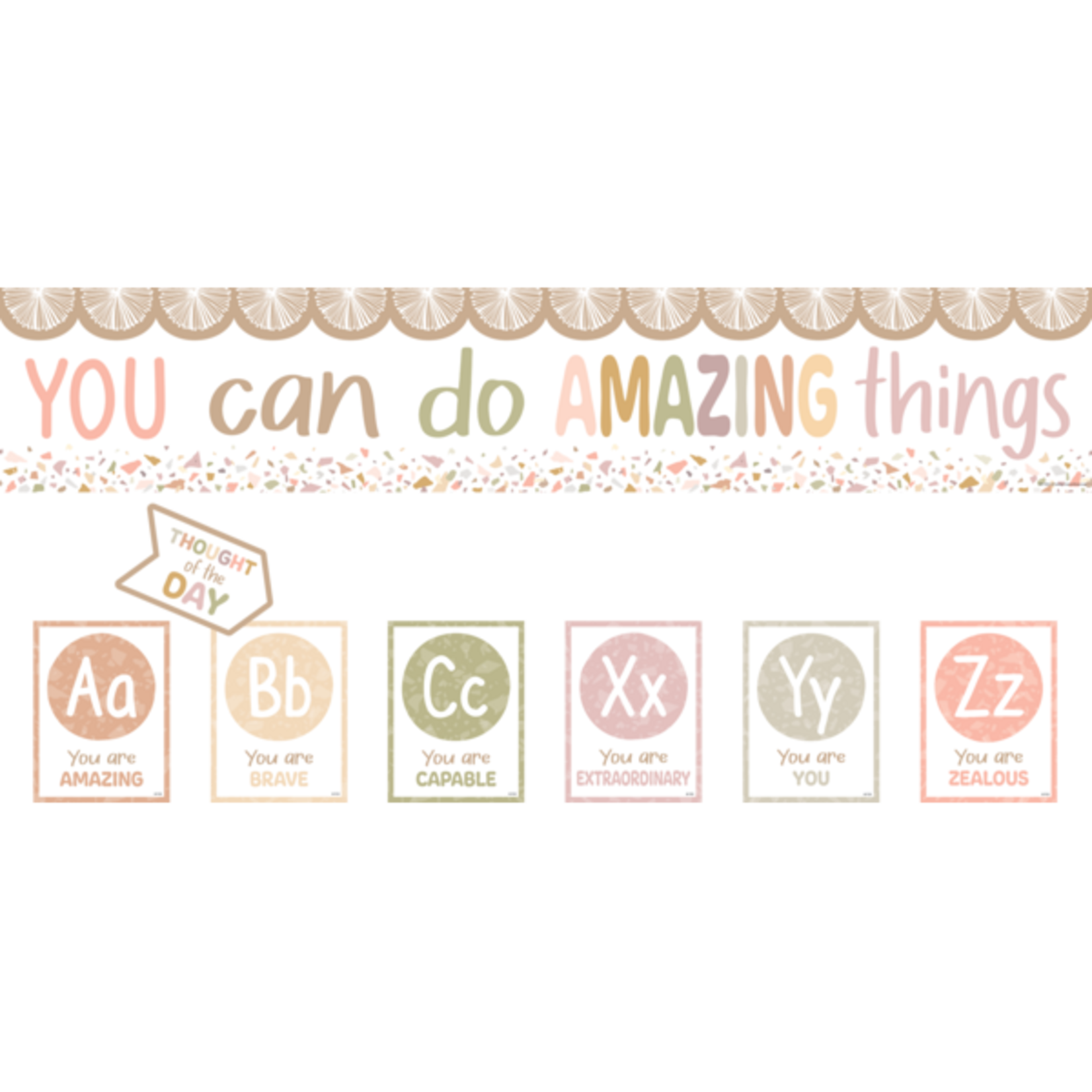 Teacher Created Resources Terrazzo Tones Alphabet Affirmations Bulletin Board [TCR7202]