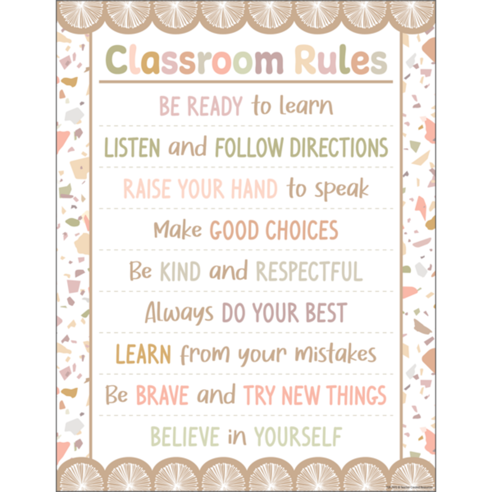 Teacher Created Resources Terrazzo Tones Classroom Rules Chart 17x22 [TCR7872]