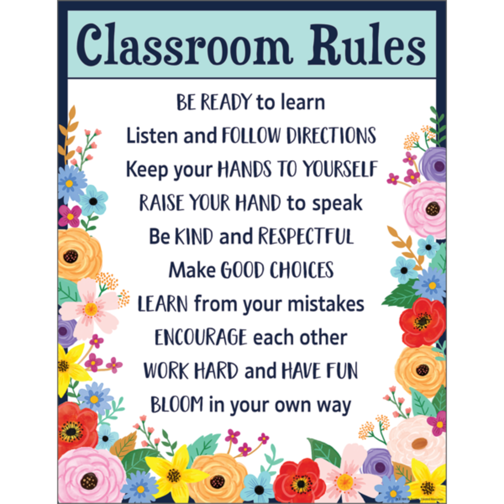 Teacher Created Resources Wildflowers Classroom Rules Chart 17x22 [TCR7891]