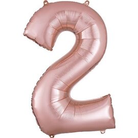 Number 2 Jumbo Balloon 34 Inch Foil Balloon Rose Gold Color