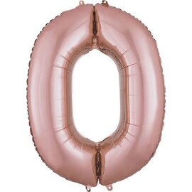 Number 0 Jumbo Balloon 34 Inch Foil Balloon Rose Gold Color