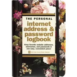 Peter Pauper Press Midnight Floral Internet Address & Password Logbook