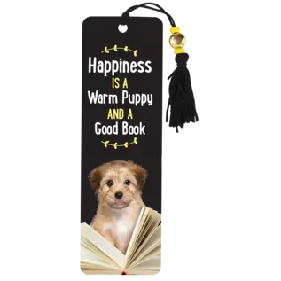 Peter Pauper Press Happiness Is a Warm Puppy and a Good Book Beaded Bookmark