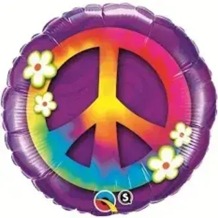 Qualatex Peace Sign & Daisies 18 Inch Foil Mylar Balloon 1 Pack