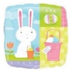Easter Bunny with Eggs Square 18 Inch Foil Mylar Balloon [15289]