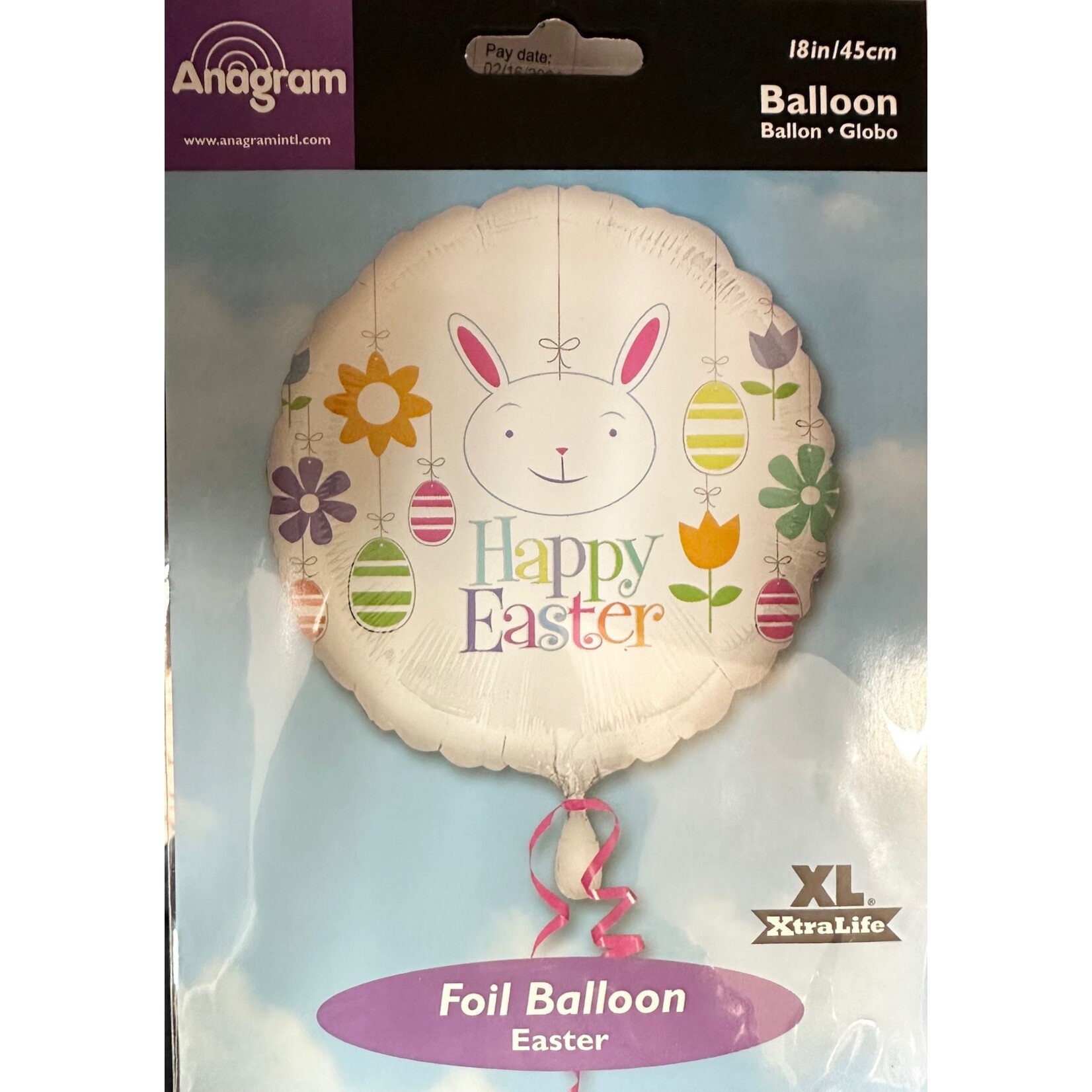 Happy Easter Bunny  18 Inch Foil Mylar Balloon [17295]