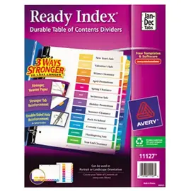 AVERY Avery 11127 Ready Index Monthly Multi-Color Table of Contents Dividers