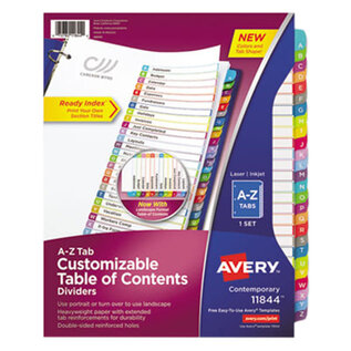 AVERY Avery 11844  Ready Index 26-Tab A-Z Multi-Color Customizable Table of Contents Dividers