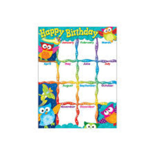 Trend Enterprises Happy Birthday Owl-Stars! Learning Chart 17IN x 22IN