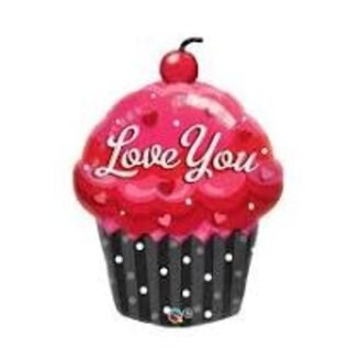 Qualatex Love You Cupcake  35 Inch Foil Mylar Balloon