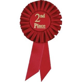 AFFLUENCE UNLIMITED Second Place Ribbon 6 inches long  by 3.5 inches wide 2nd Place Red Ribbon