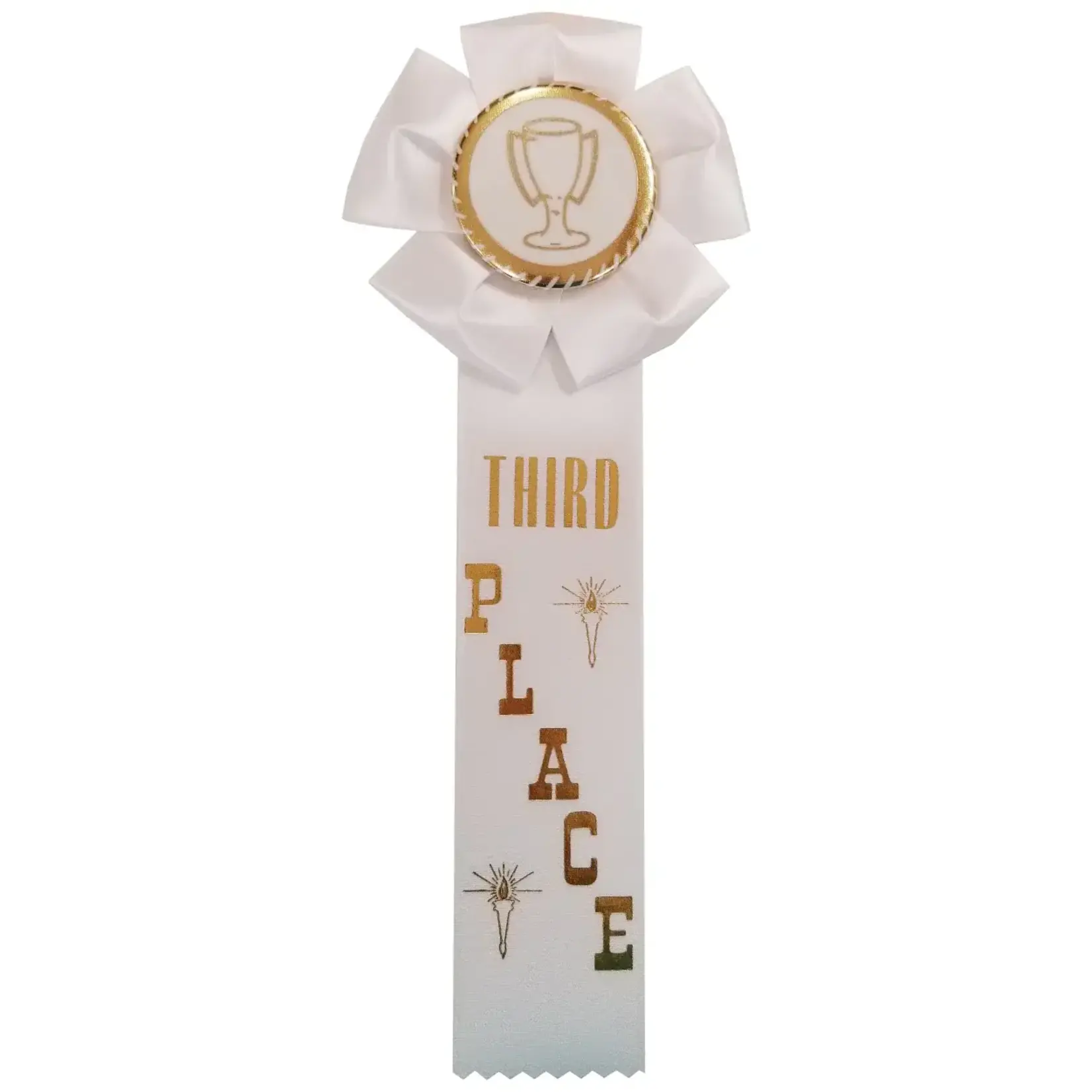 AFFLUENCE UNLIMITED Third Place Ribbon 11.5 inches long  by 4 inches wide 3rd Place White Ribbon [AU30129]