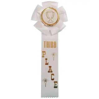 AFFLUENCE UNLIMITED Third Place Ribbon 11.5 inches long  by 4 inches wide 3rd Place White Ribbon
